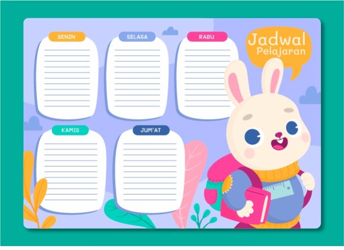Template jadwal pelajaran yang dapat disesuaikan