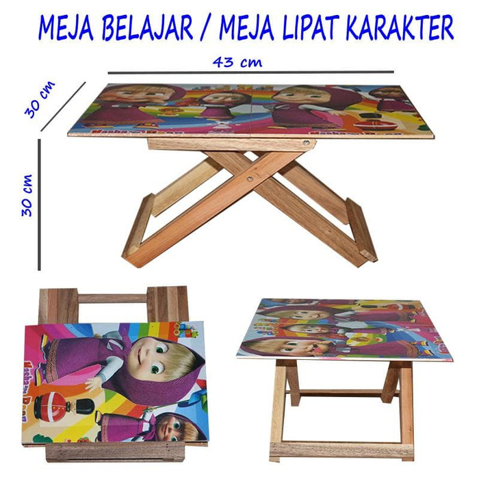 Meja belajar lipat kayu