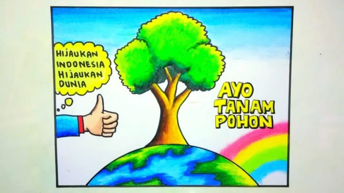 Poster lingkungan yang mudah digambar dengan crayon